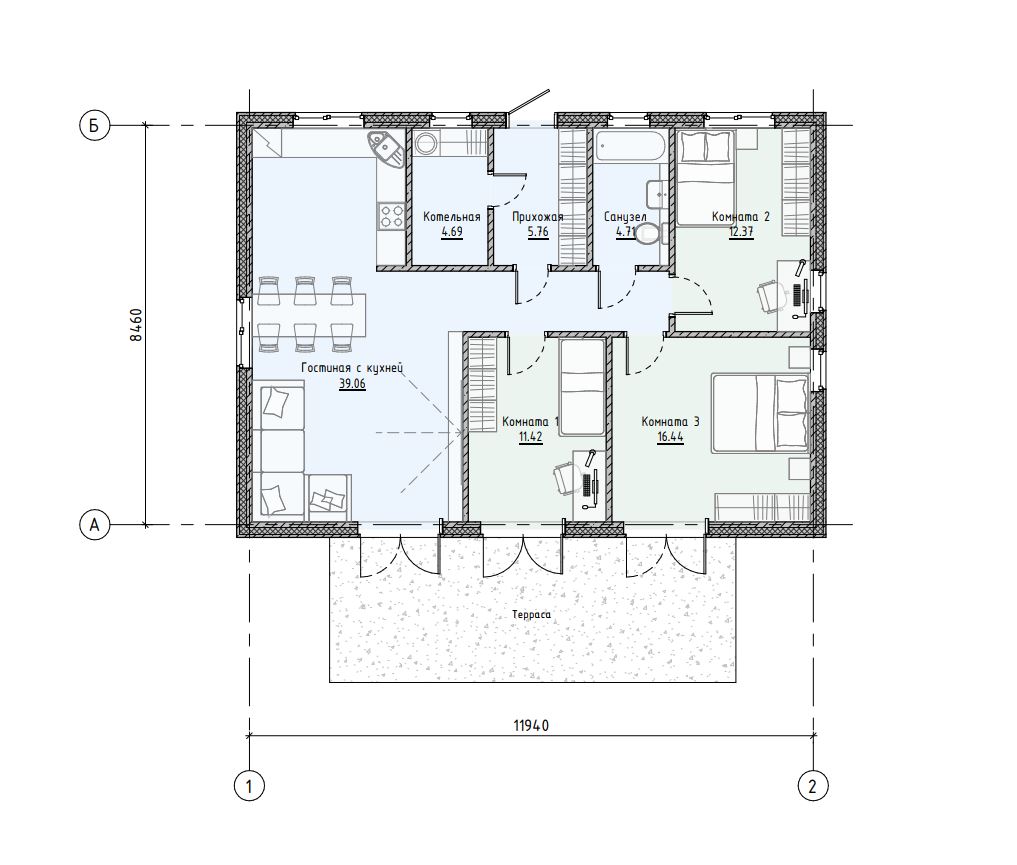 Проект дома 94 кв.м. | Компания Concrete House